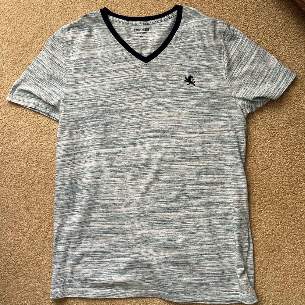 Express Marbled Blue V-Neck Tee